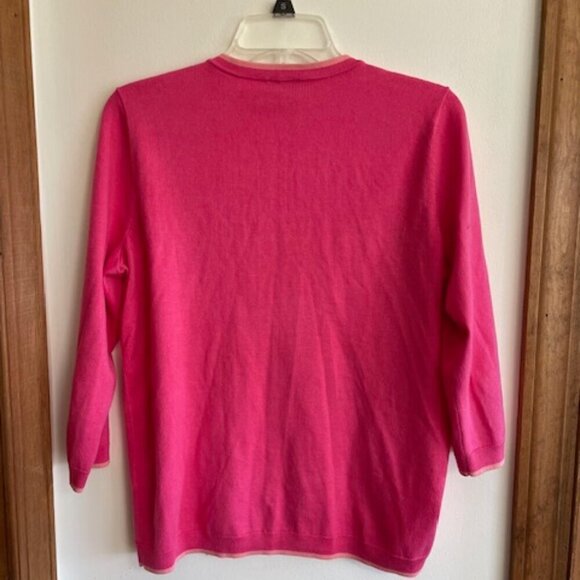 TALBOTS Charming Cardigan Bi Color Pink 3/4 Sleeve Sweater - Picture 8 of 16